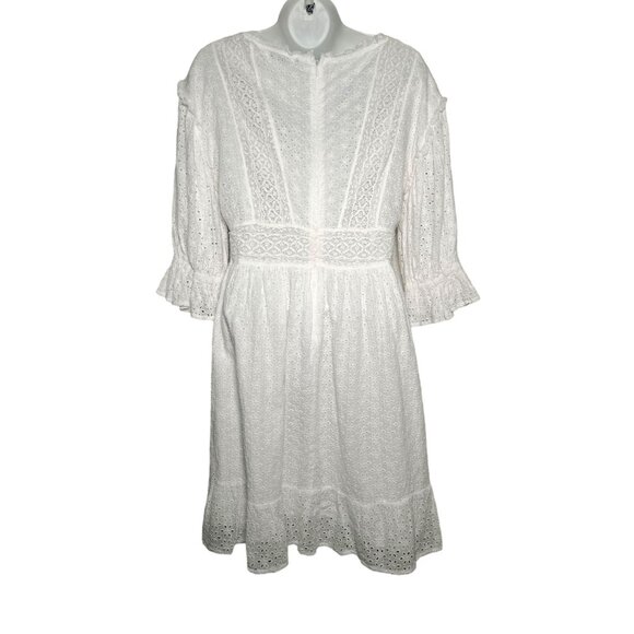 Love Sam Vivienne Eyelet Lace Mini Dress White Bohemian Cottagecore Medium - Picture 16 of 16